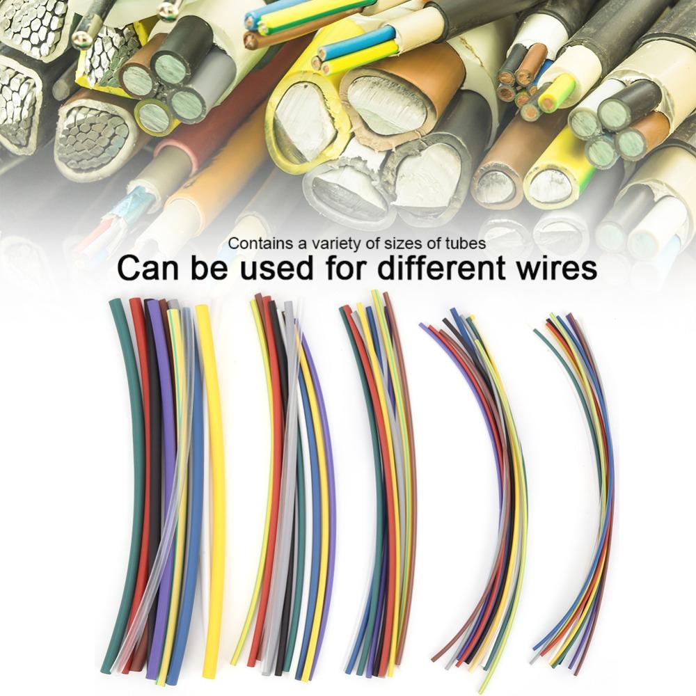 55 PCS 2:1 Ratio Heat Shrinkable Tube Polyolefin Colorful Heat Shrink Tubing Kit Durable 5 Sizes Shrink Wrap Tubing