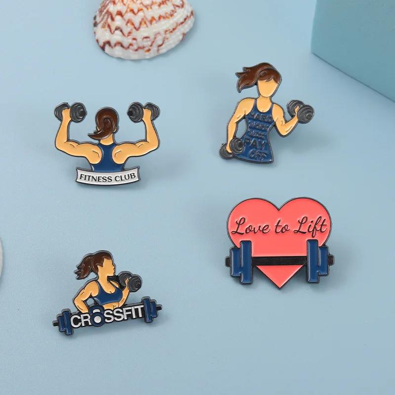 

4 Pcs Creative Fitness Brooch Women Barbell Metal Badge Bag Accessory Hat Pins Backpack Accessories