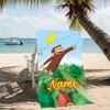 Customizable Personalized Beach Towels Curious George Themed designs.Suitable for the Beach, Yoga, Sports;ideal As Beach Accessories