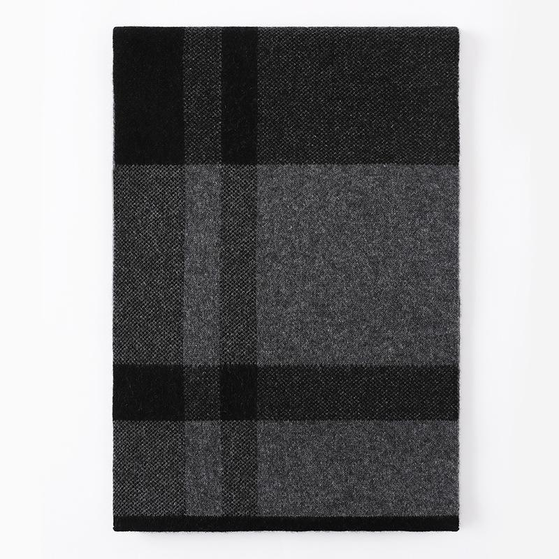 Cashmere men's scarf winter thickened warm knitted long plaid wool scarf for dad's birthday gift