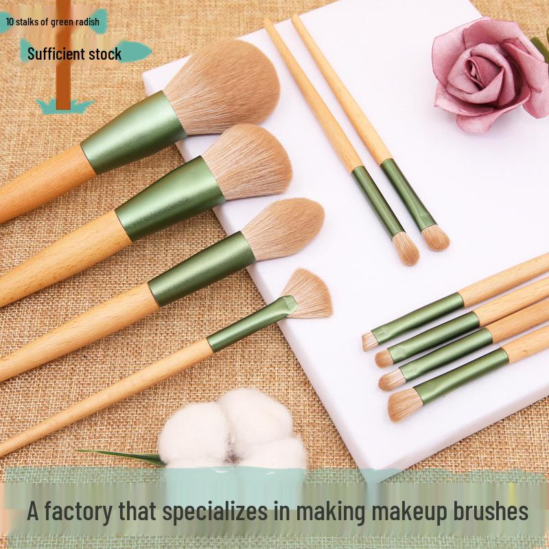 Qingluo 10-Piece Makeup Brush Set - Super Soft Brushes for Blush, Powder, and Eyeshadow