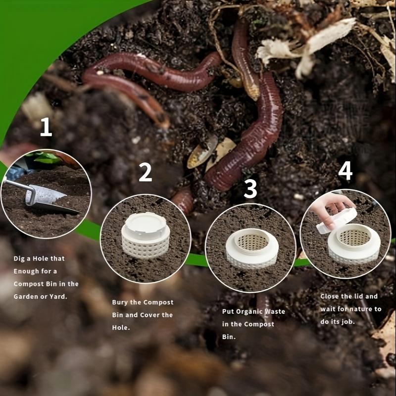 1 buc. Recipient de compost din plastic alb pentru râme, cu găuri și capac - Ideal pentru deșeuri organice, potrivit pentru grădini, curți, terase de legume