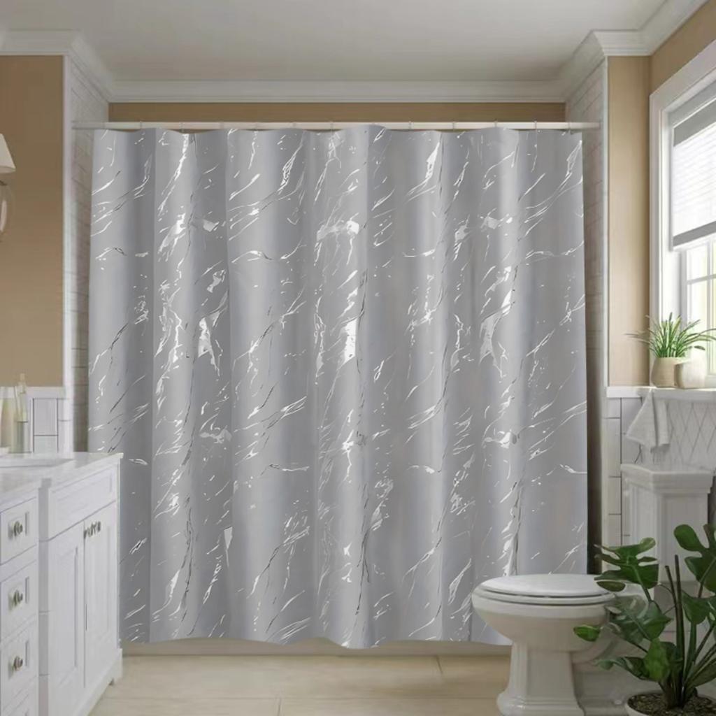 Marble Effect Shower Curtain Gray And White Stone Look Waterproof Bath Decor Contemporary Luxury Bathroom Curtains