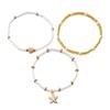 Fashionable Natural Shell Pearls Elastic Jewelry Triple Wear Neck Chain Wrist Ankle Decoration Coastal Styles Use