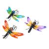 3pcs Plant Pot Decorations Eye Catching Iron Stained Glass Plant Pot Ornament for Garden Balcony Colorful Dragonfly
