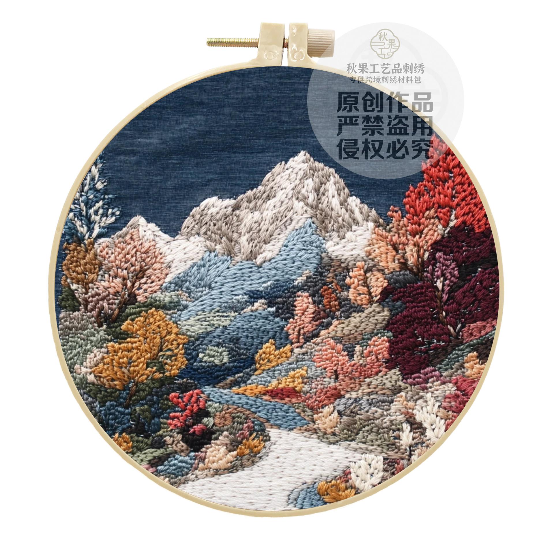 

1 набор Серия «Пейзаж прибрежного коттеджа», набор материалов для ручной вышивки, простой учебник для начинающих и инструменты для вышивания крестом, набор материалов из крафтовой ткани 20cm