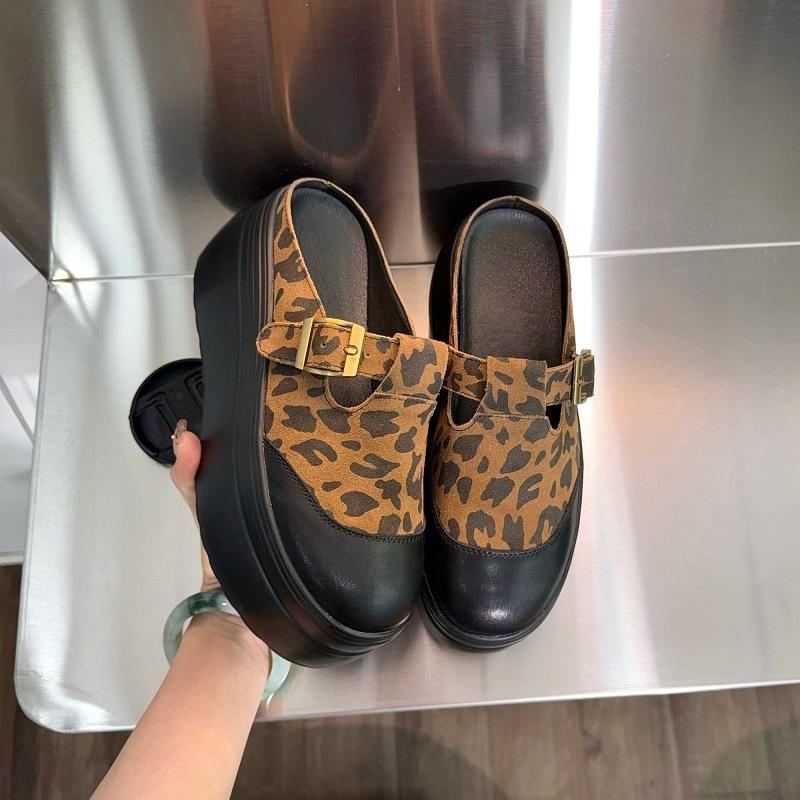 8cm Cow Suede Genuine Leather Summer Women Zandalias De Mujer Females Buckle Platform Slippers Wedge Flat Sandals Slides Shoes