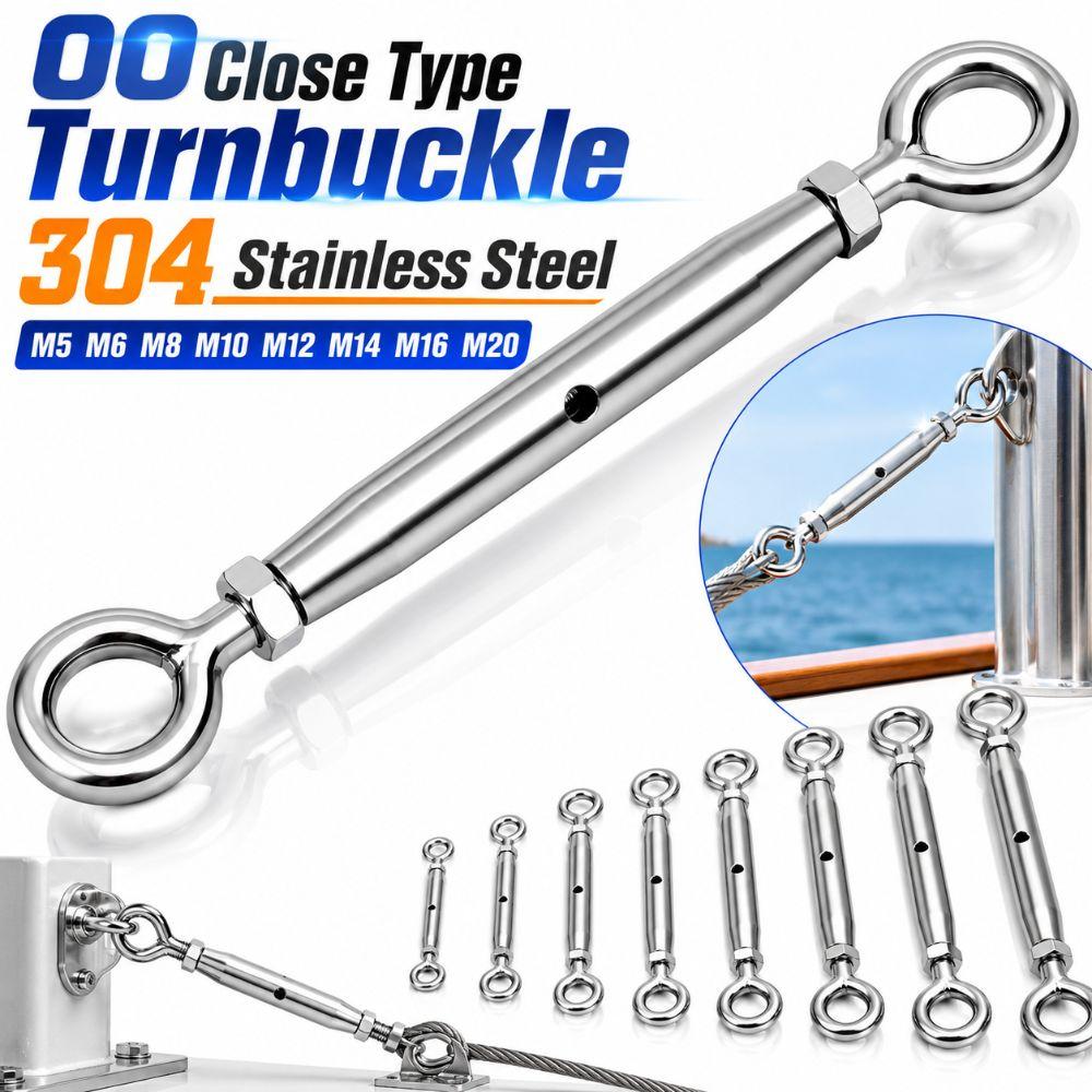 304 Edelstahl OO Geschlossener Typ Spannschloss M5 M6 M8 M10 M12 M14 M16 M20 Rostfreier Drahtseilspanner Robust Einstellbar