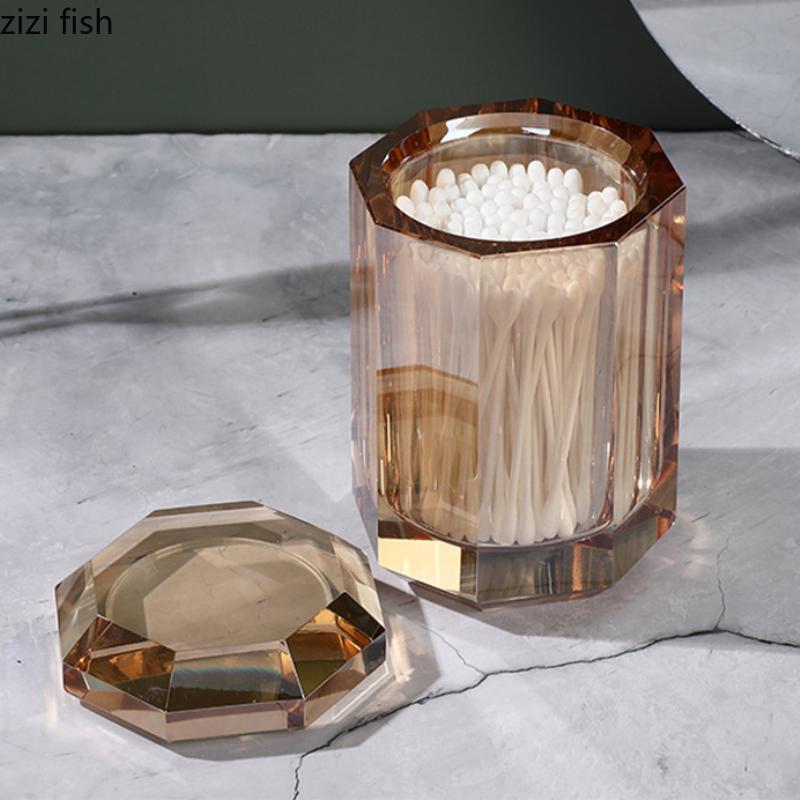 Kristall-Wattestäbchen-Gefäß Glas-Aufbewahrungsgläser Wattestäbchen-Box Aufbewahrungsbox Lebensmittelbehälter Bonbonglas Aufbewahrungen Flasche Dekorationsgläser