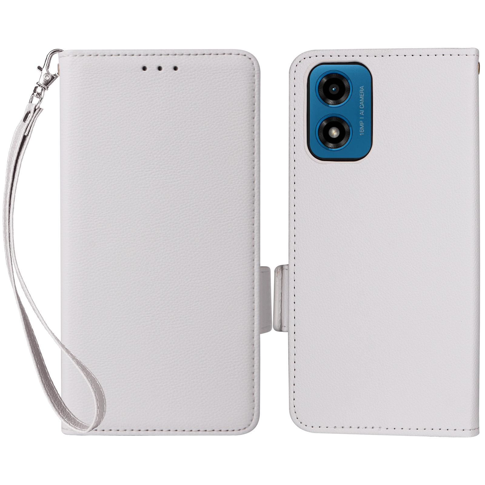 

For Motorola Moto G04 4G/G04s 4G/G24 4G/G24 Power/E14 4G Case Wallet Leather Cell Phone Cover with Strap B