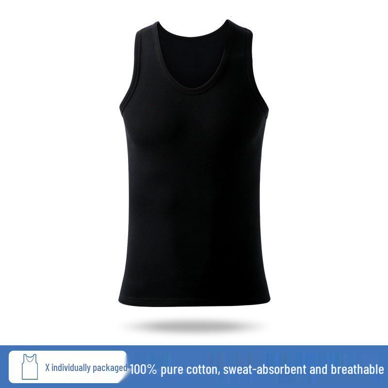 

Мужская всесезонная майка из чистого хлопка, повседневная нижняя майка L (recommended for 80-100 jin) чёрный