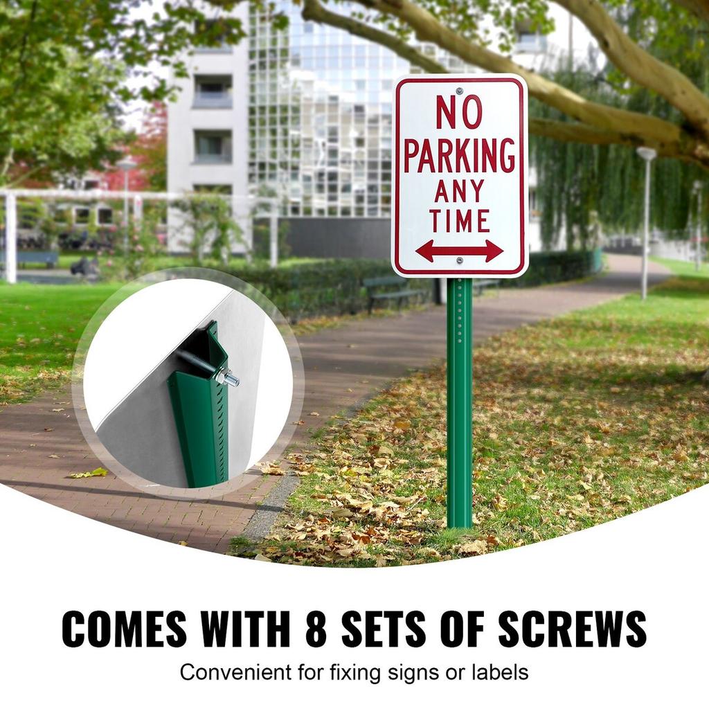 Cast Iron Sign Post 6ft Fixed U-Channel Heavy Duty Post Sign Holder Green
