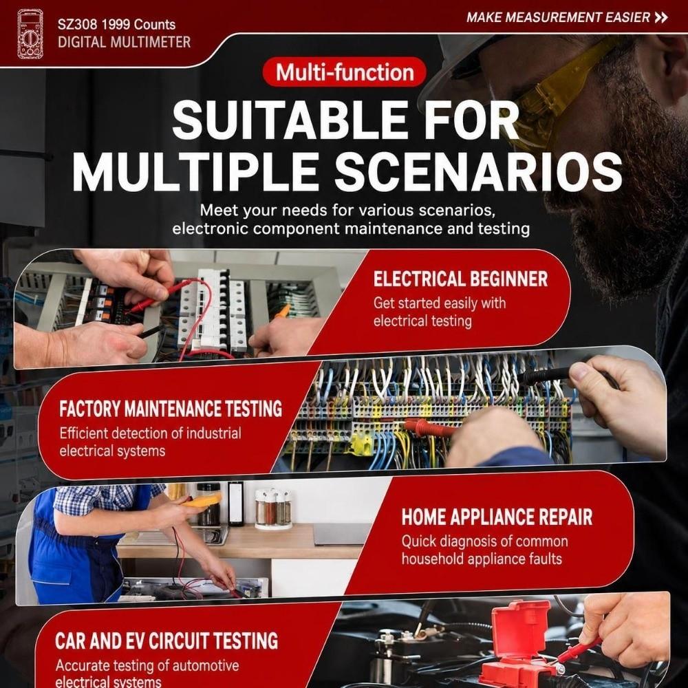 HFE Test Digital Multimeter 1999 Counts AC DC Multimeter Portable HFE Triode Tester