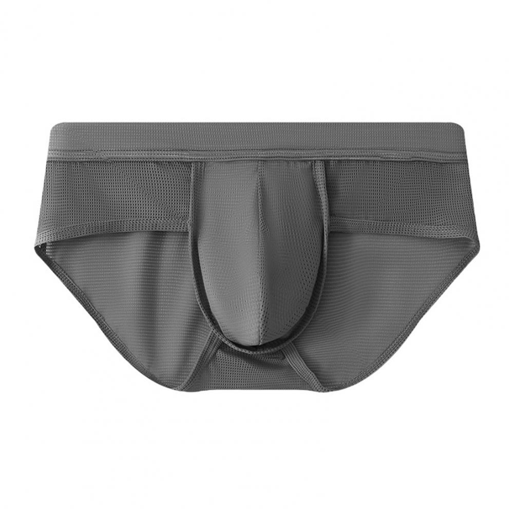 Men Panties Low-rise One Tone Slim Fit Briefs 3D U-Convex Breathable Mesh Ice Silk Thin Underwear Daily Wear