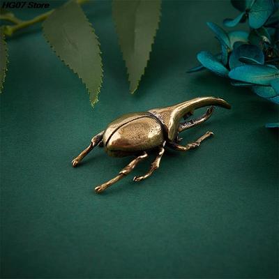 Brass Simulation Insects Figurines Miniatures Bugs Tea Pet Ornaments Flowerpot Decorations Copper Beetle Statue Decor Accesories
