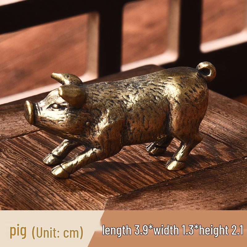 Komplettes Set Messing Chinesische Tierkreisfiguren: Ratte, Ochse, Tiger, Hase, Drache, Schlange, Pferd, Schaf, Affe, Hahn, Hund, Schwein.