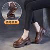 Retro British small leather shoes women's 2025 new round head thick heel platform loafers versatile one-pedal shoes
