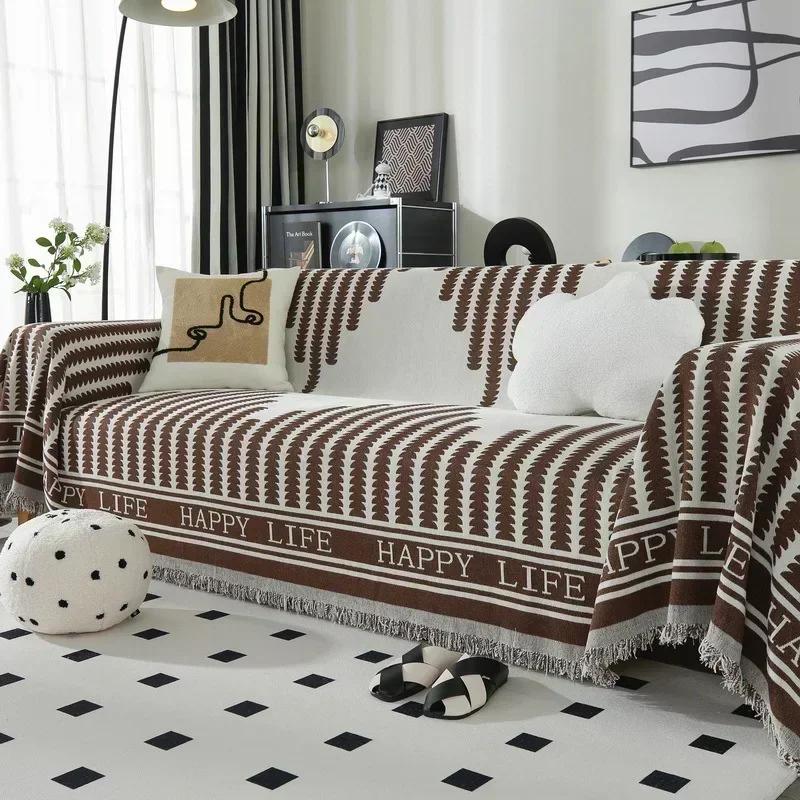 1PC Nordic Chenille Sofa Cover Blanket Office Sofa Nap Large Blanket Leisure Beach Towel White Travel Rug Tassels Home Decor