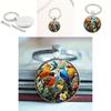 Watercolor Bird Group Glass Keyring With Alloy Material For Gift And Everyday Use