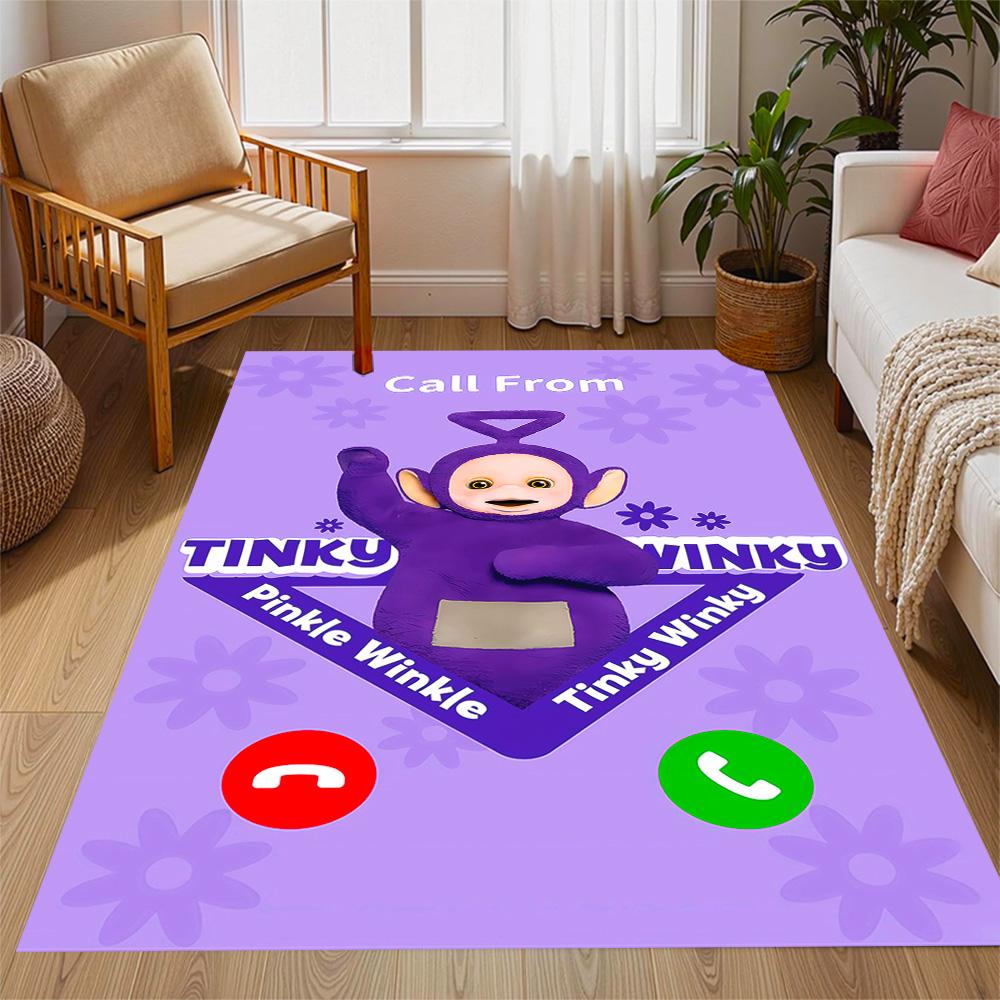 Teletubbies Scooter Adventure Themed Anti-Slip Rugs - Polyester Home Decor, Suitable for Bedrooms, Living Rooms, Doorways, Studios, and Decorations