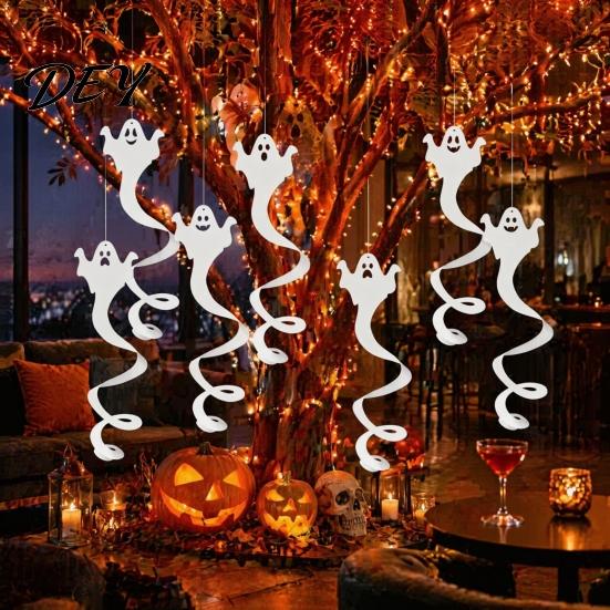 Realistic Paper Ghost Decor for Party 8 Pcs Halloween Hanging Swirl Decoration, Spooky White Ceiling Ornaments Home Swirls Streamers Office