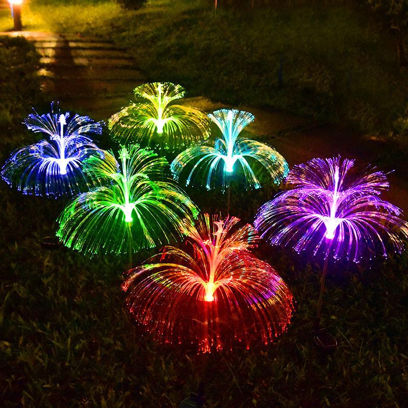 Colorful Solar Fiber Optic Jellyfish Garden Light - Outdoor Lawn and Courtyard Decoration