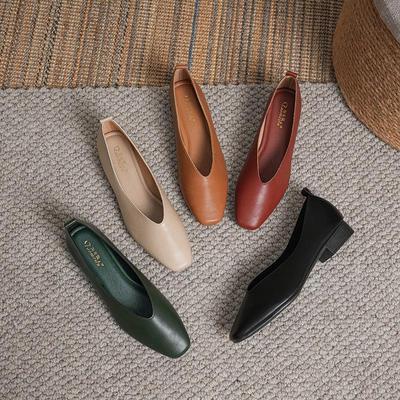 Scarpe da Lavoro da Donna con Punta Quadrata, Pelle Morbida, Tacco Chunky – Comode, Antiscivolo e Ideali per Lunghe Ore.