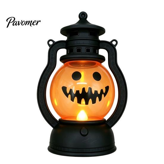 Durable Plastic Lamp Halloween Pumpkin Lantern, Flickering LED Lamp, Vintage Handheld Spooky Night Decor Oil for Tabletop Indoor Outdoor Party
