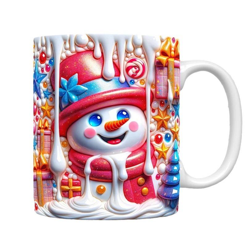 3D Christmas Christmas Ceramic Coffee Mug Xmas Gift Tea Cup Snowman New