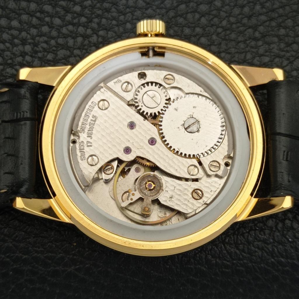 שעון יד לגברים שוויצרי וינטג' מחודש MONTINE מנגנון מתיחה ידנית לוח שחור a441066-1