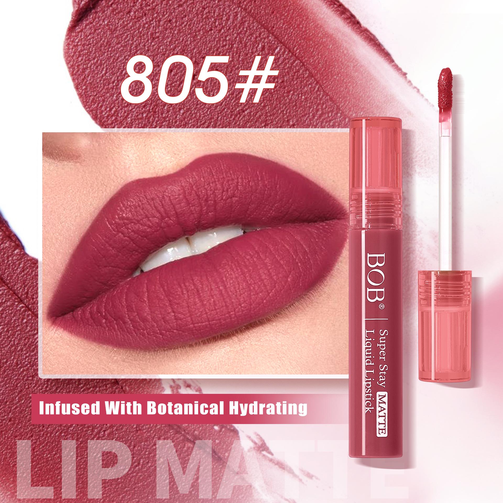 Bob Lip Gloss: Long-Lasting Matte Velvet Lipstick for Rich, Natural Color 5g-English packaging