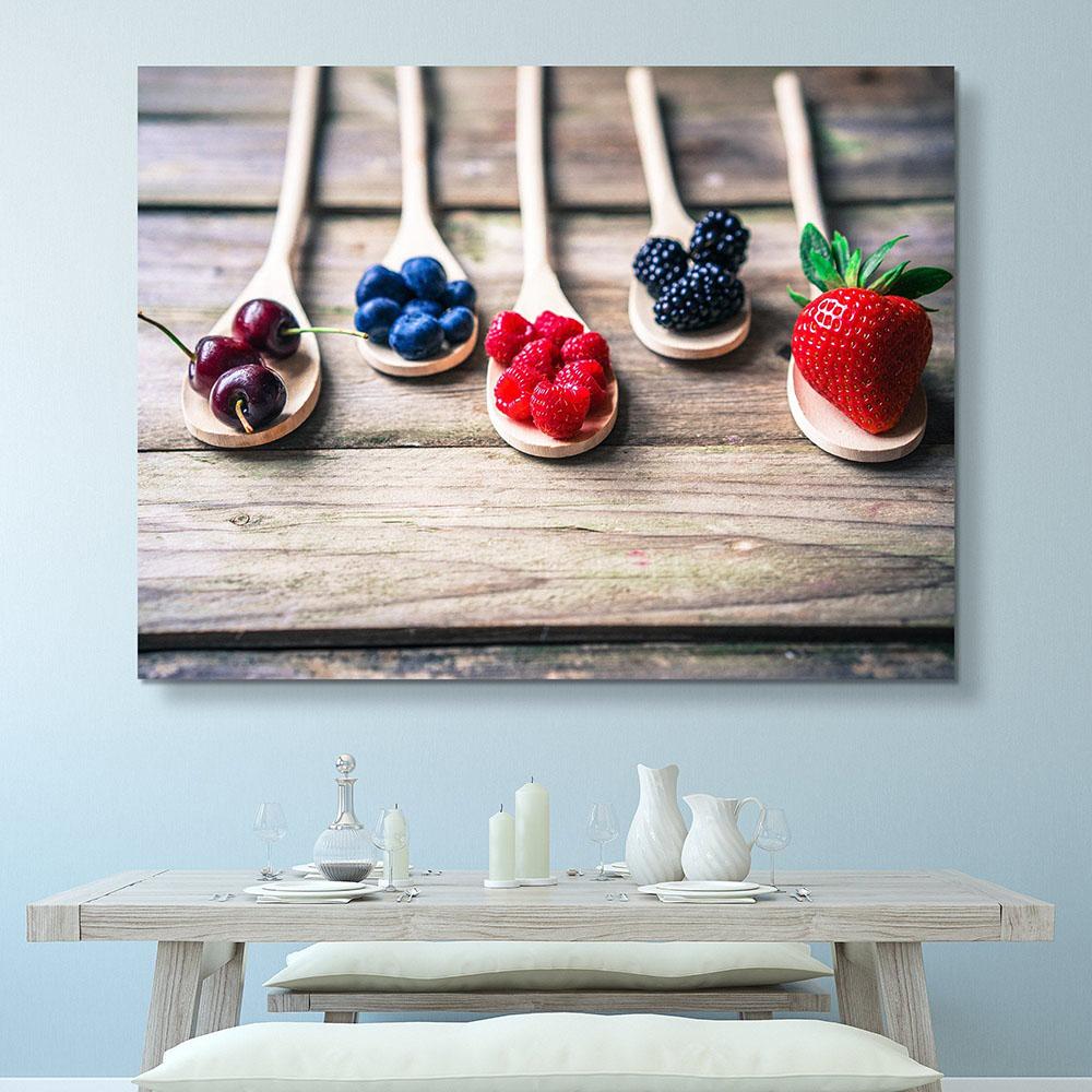 Vintage Kitchen Berries Seasoning Natural Vegetables Kitchenware Canvas Print Wall Art Painting for Restaurant Home Decor Poster