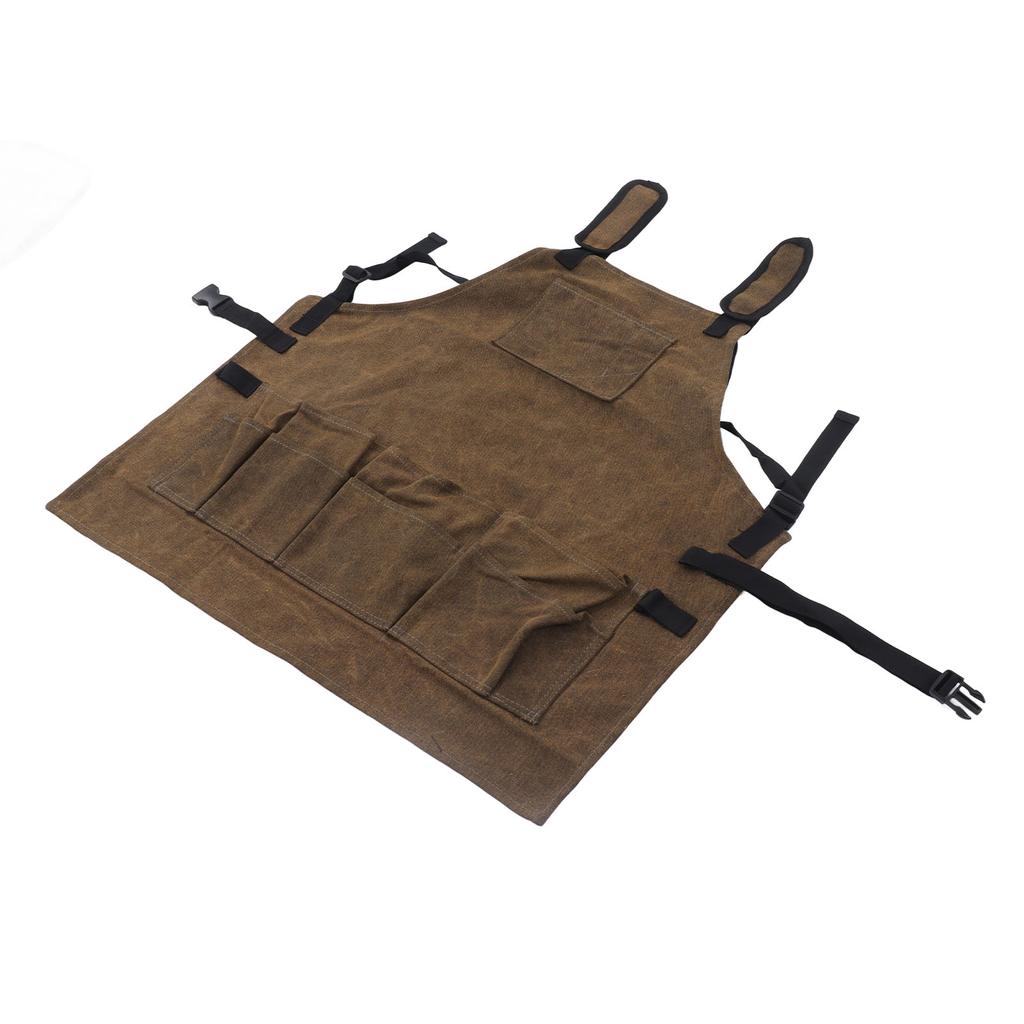 Woodworking Shop Apron Large Capacity Pocket Adjustment Shoulder Straps Waxed Apron for Carpentry