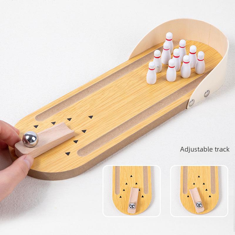 Educational Wooden Mini Bowling Game for Kids and Parents: Interactive Desktop Toy
