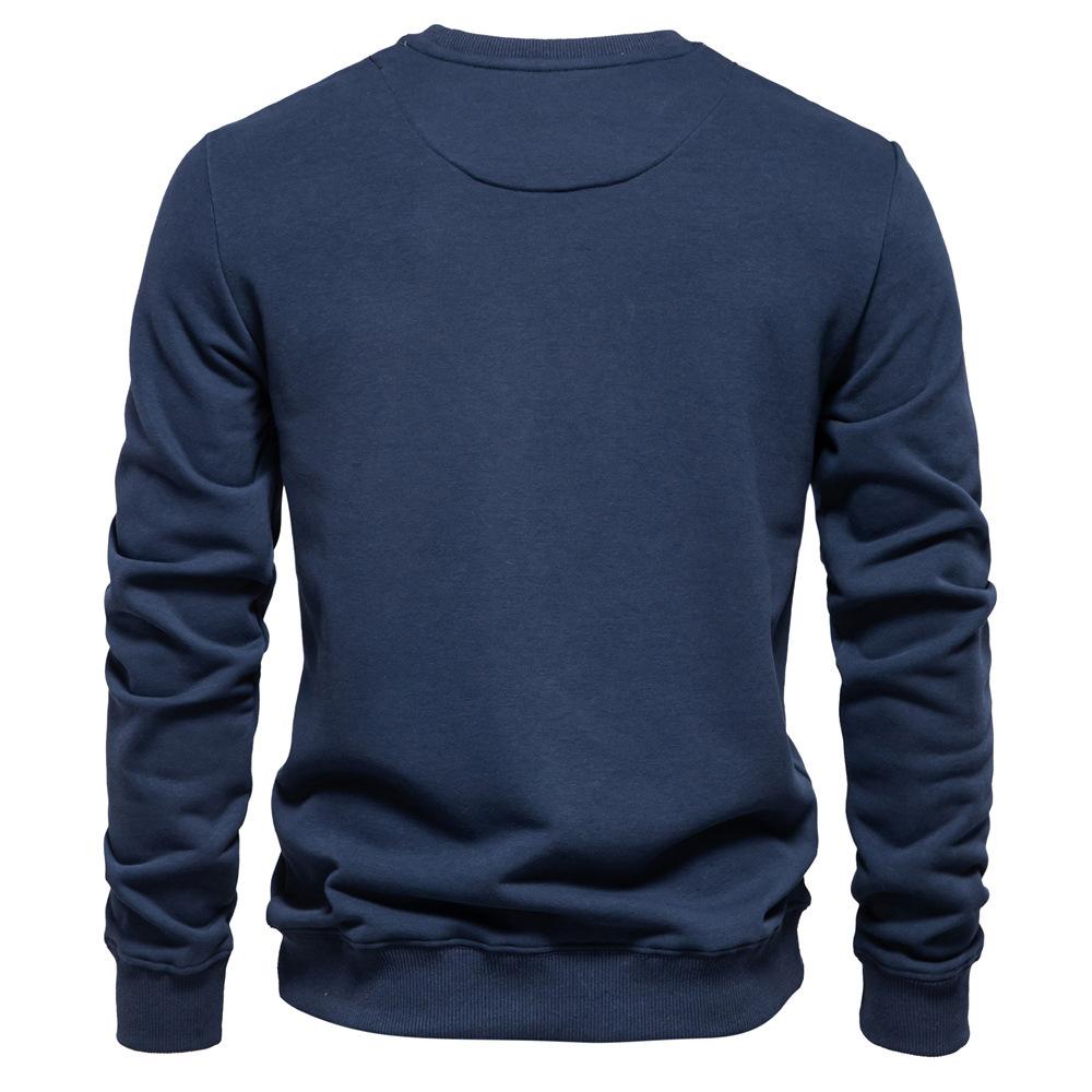 New Arrival Men’s Plain Casual Sweatshirt: Autumn Round-Neck Loose-Fit Trendy Long-Sleeved Plain Sweatshirt