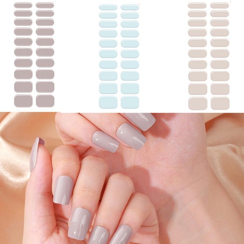 Semi Cured Gel Nail Strips Patches Sliders UV/LED Lamp Cured Adhesive Long Lasting Full Cover Gel Nail Stcikers Manicure
