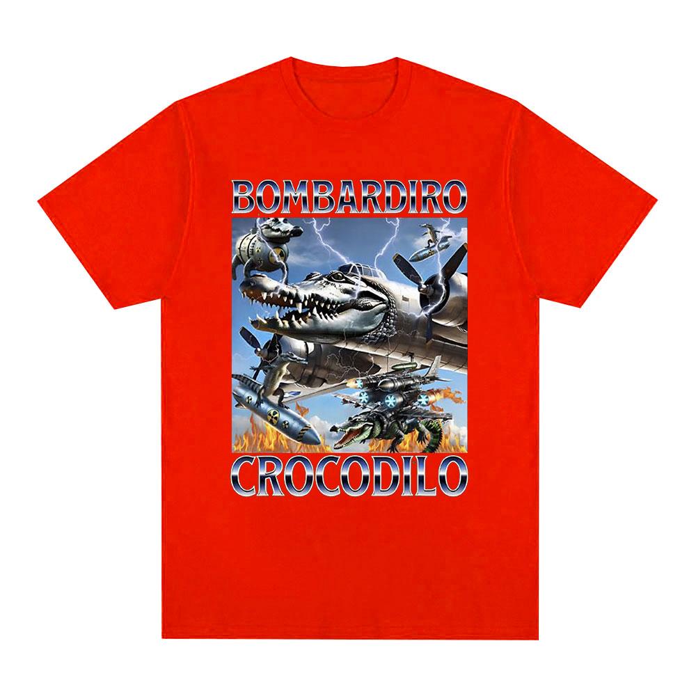 Bombardiro Crocodilo Crocodile Plane Bomber Funny Meme T-shirt Men's Women Casual Cotton Short Sleeve T Shirts Comfort T-shirts