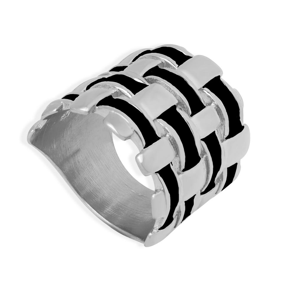 Stainless Steel Weave Wide Rings For Women Men 316L Black White Glaze Couple Rings Man Woman Female Ring Luxury Quality Jewelry