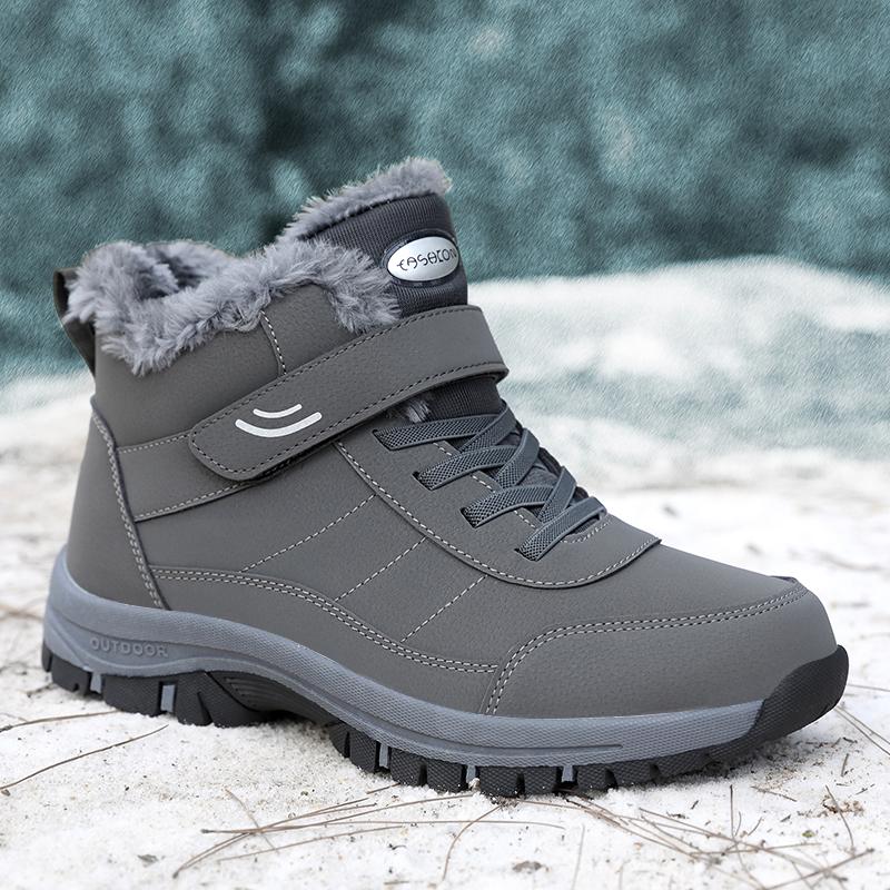 Stivali da uomo invernali alla moda Scarpe da donna impermeabili in pelle PU peluche Scarpe da trekking da arrampicata Stivali invernali caldi in peluche unisex da esterno