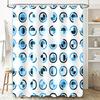 Modern Blue White Circle Shower Curtain Waterproof Washable Bathroom Decor Customize Size