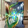 Brazil Football Printed Flannel Blanket Skin Friendly Warm Decorative Throw for Indoor Couch Bed Daily Use