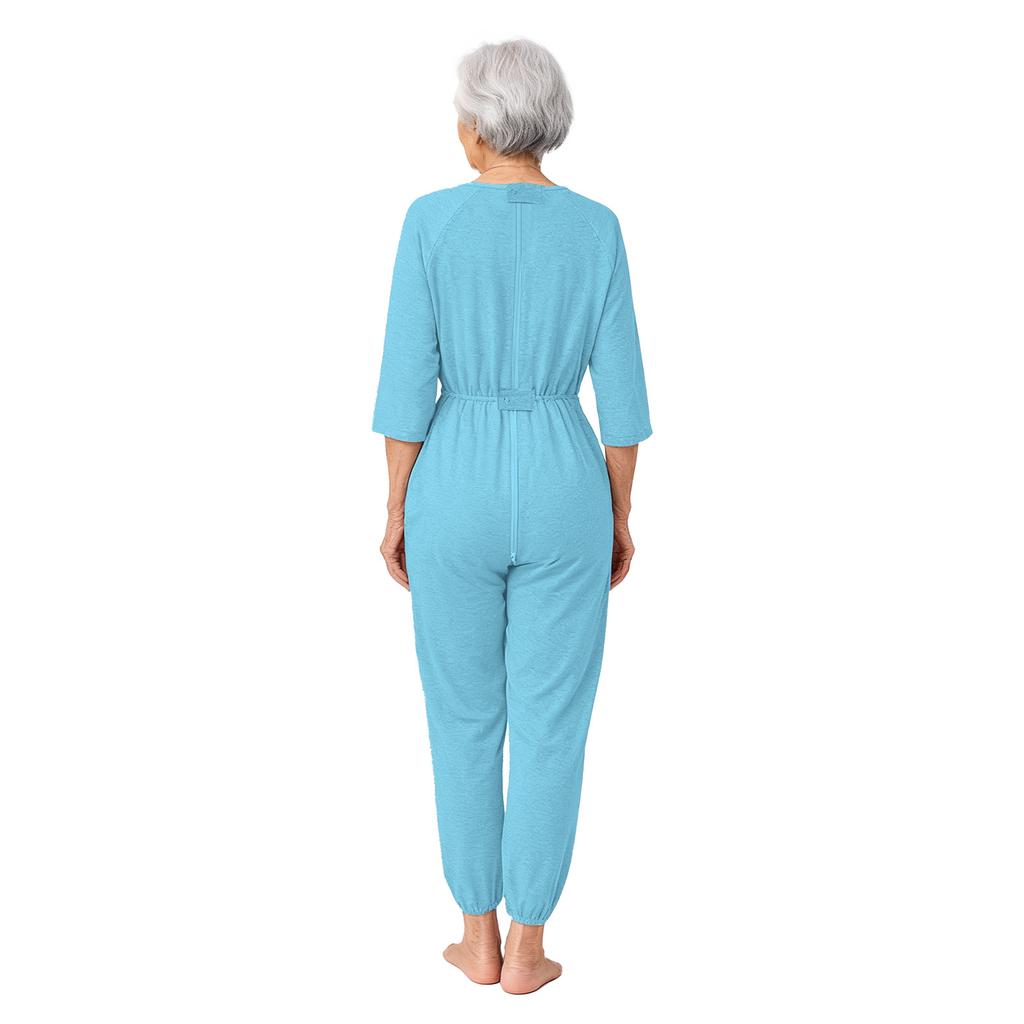 Macacão Adaptativo Anti-Rasgo para Idosas Pernas Traseiras Zíper Duplo nas Extremidades Manga Longa Calças Longas Macacões de Enfermagem