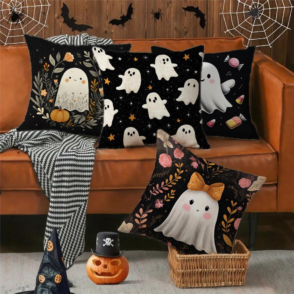 Cute Ghost Patterned Pillowcasessuitable For Sofa Car Bedroom Decorative Cushion Cover Pillow Cover