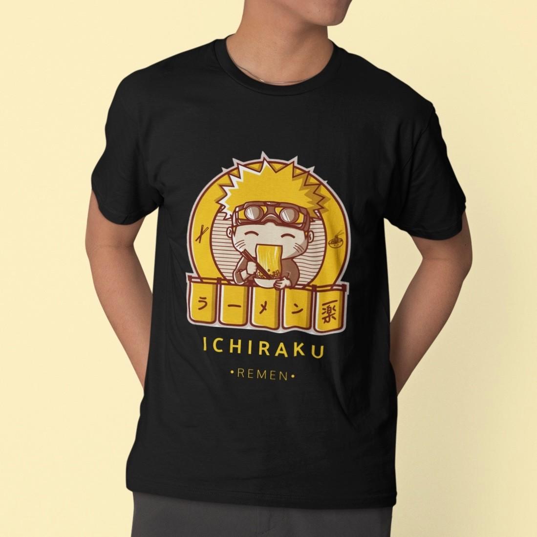 Naruto Ichiraku Ramen T-Shirt Japanese Anime Graphic Tee Funny Cartoon Style XXXL
