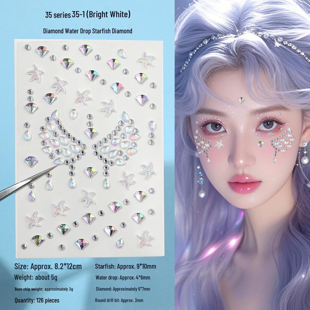 Children's Rhinestone Rose Diamond Face Stickers for Concert Makeup & Styling