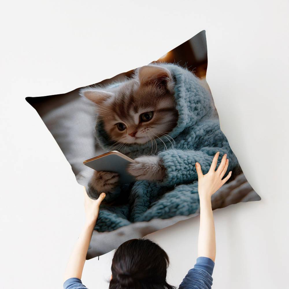 Cat Cute Kitten Stitch Lucky Dragon pillow cover sofa cushion cover home room decoration children gift
