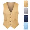 Men Waistcoat Solid Color Single-breasted V Neck Sleeveless Spring Vest for Work