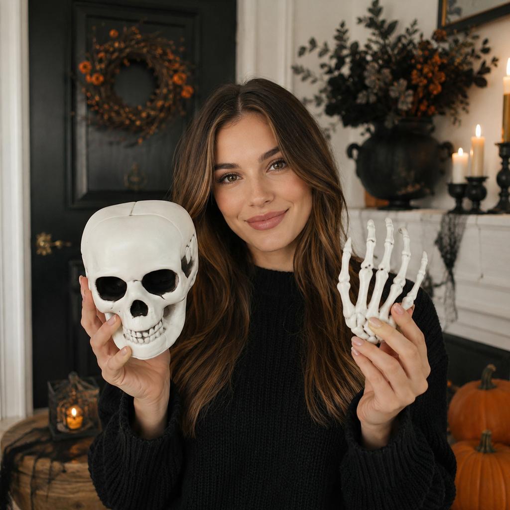 Accessoires Squelette Halloween Lot de 5 Pièces - Faux Réaliste pour Décoration de Maison