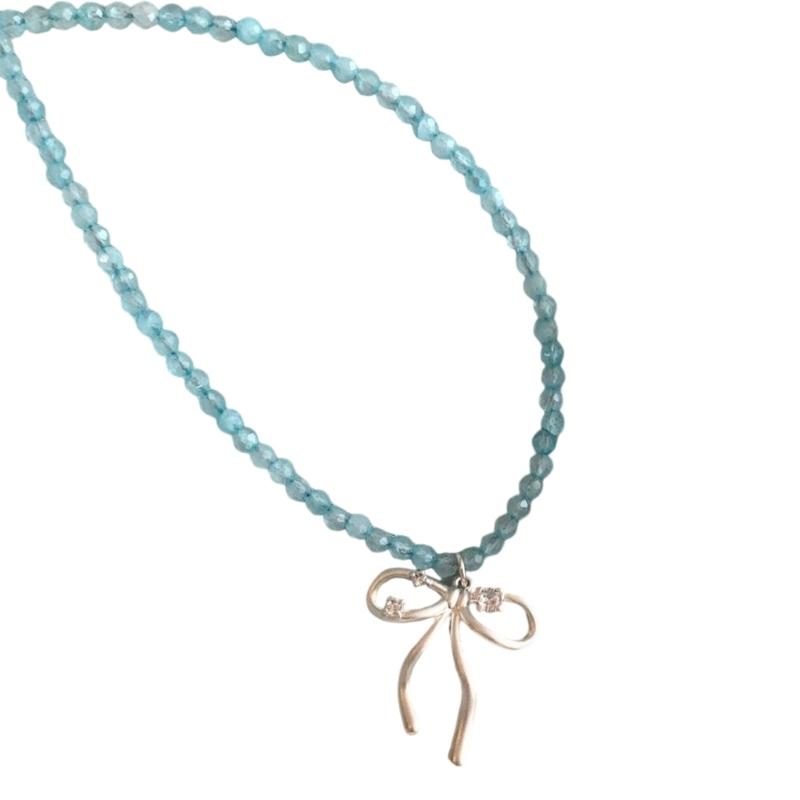 Adjustable Sparkling Crystal Beaded Necklace Elegant Bowknot Design Neckchain for Women Party Jewelry Accessory 1