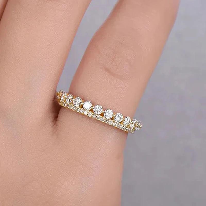 Huitan Dainty Shiny Double-Desk CZ Rings for Women Simple Stylish All-matching Finger Accessories Trendy Charm Wedding Jewelry